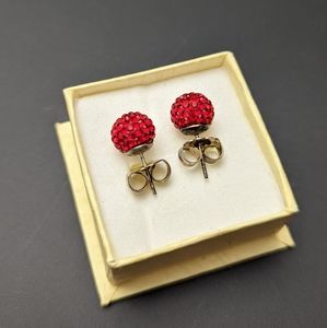 Hillberg & Berk Red Sparkle Ball Stud Earrings.